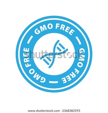 GMO free sticker, label, badge, stamp, emblem or sign. No GMO sticker. Eco, organic concept. Sign for products. Vector