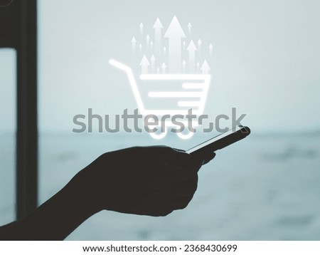Shopping cart with up arrow, increasing economy in trading Strategies for increasing income Higher commodity prices or inflation