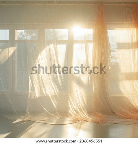 Curtains hanging over a brightly lit window Royalty-Free Stock Photo #2368456551