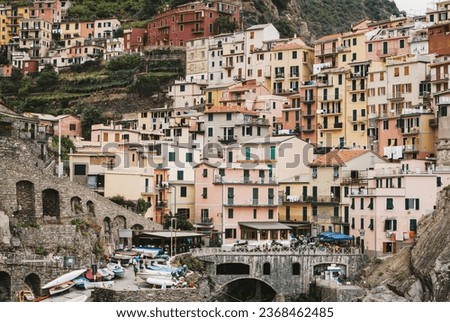 Colorful italian village on a cliffside, Manarola, Cinque Terre, Italy