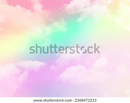 beauty abstract sweet pastel soft red and green with fluffy clouds on sky. multi color rainbow image. fantasy growing light