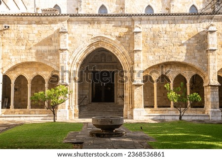 The cloister of the cathedral Basilica of the Assumption of the Virgin Mary of Santander Royalty-Free Stock Photo #2368536861