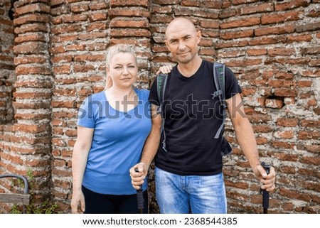 Couple hikers ready for new adventure