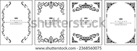 Vector floral ornament. Set of Decorative vintage frames and borders set. Royalty-Free Stock Photo #2368560075