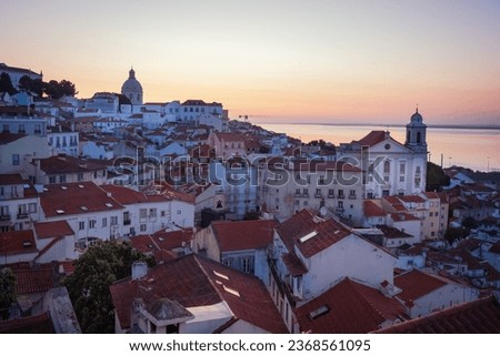 Sunrise at Miradouro das Portas do Sol, Lisboa Portugal   Royalty-Free Stock Photo #2368561095