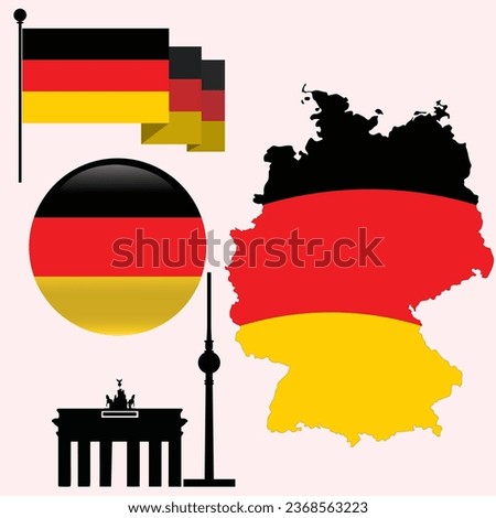 Germany flag button, German Flag and Map, Tower, Architecture, Germany Map