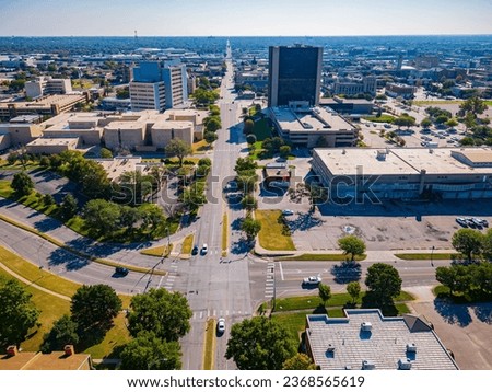 Aerial view of the Witchita cityscape at Kansas