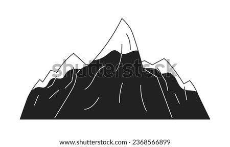 Snow covered mountain monochrome flat vector object. Nature. Mountain slope. Editable black and white thin line icon. Simple cartoon clip art spot illustration for web graphic design