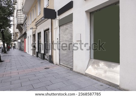 Facades of commercial premises at street level 