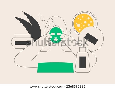 Facial mask abstract concept vector illustration. Skincare procedure, dermatology treatment, cosmetology product, clear face, skin beauty, home spa, cleansing natural cosmetic abstract metaphor. Royalty-Free Stock Photo #2368592385