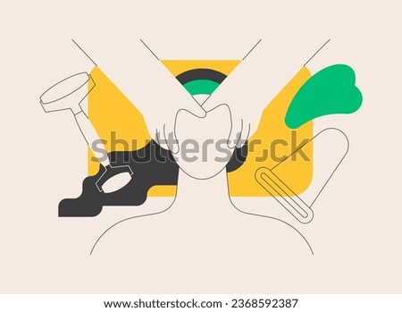 Facial massage abstract concept vector illustration. Spa treatment, face and neck lifting, professional skincare, wellness and relax, cosmetology clinic, thai salon, beauty abstract metaphor. Royalty-Free Stock Photo #2368592387