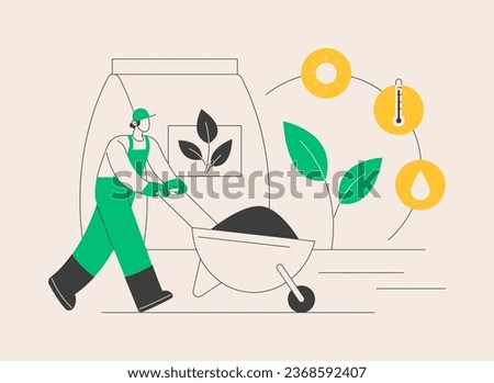 Soil fertility abstract concept vector illustration. Soil productivity, available nutrients, conservation tillage, crop rotation, organic fertilizer, farming and plant growth abstract metaphor. Royalty-Free Stock Photo #2368592407