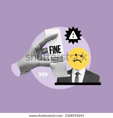 businessman receives fine, fine alert, company receives fine, businessman sad about fine, businessman worried, not paid on time, problems in the company's finances Royalty-Free Stock Photo #2368593643
