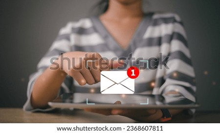 Cyber security concept. Suspect e-mail check, Security protection Email from spam virus checked on internet letter security protection. Scan for spam, junk, and trash mail and compromised information. Royalty-Free Stock Photo #2368607811