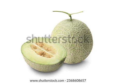 Melon cut on a white background