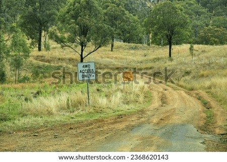 Outback dirt 4 wheel drive track. Dangerous when wet and 4 wheel drive only in Queensland, Australia 