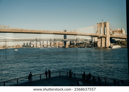 view of the brooklyn bridge from pier 17. High quality photo