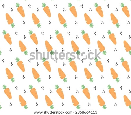 cute carrot seamless pattern Wallpaper Fabric Wrapping Paper isolated on white background, Idea for background, texture, wallpaper, fabric, or wrapping paper. 