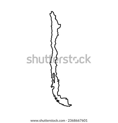 Vector Illustration of Outline Map of Chile in black with Transparent background (PNG).