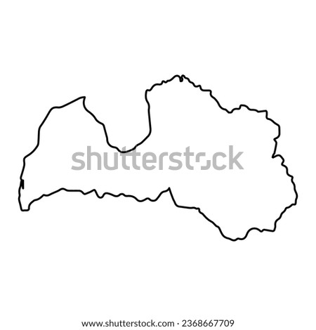 Vector Illustration of Outline Map of Latvia in black with Transparent background (PNG).