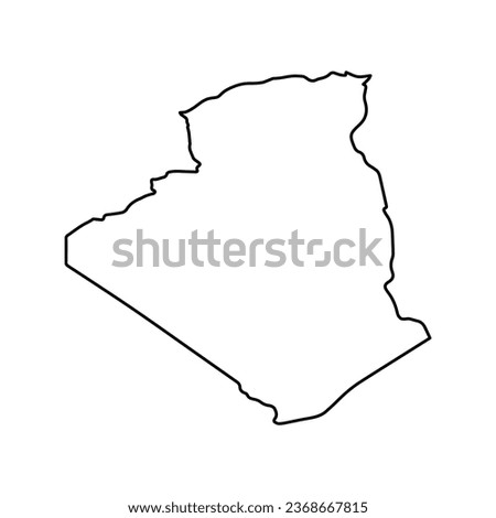 Vector Illustration of Outline Map of Algeria in black with Transparent background (PNG).