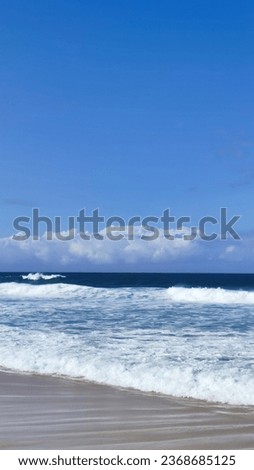 Morning at Beach with Beautiful Blue Sky and Ocean View