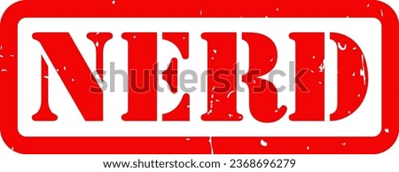 Red Nerd Rubber Stamp Grunge Texture Label Badge Sticker Vector EPS PNG Transparent No Background Clip Art Vector EPS PNG 
