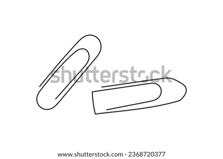 Set of black metal paper clips. Paper clip. Flat graphics in flat style. Fasteners document sheets realistic clip, office organized. Vector stock illustration on isolated white background.