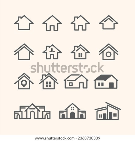 house icon set with editable stroke