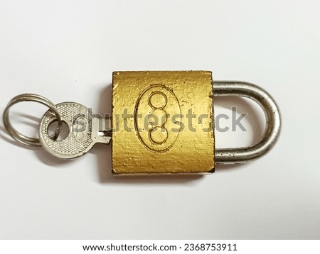 The lock with key isolated on white background image. 