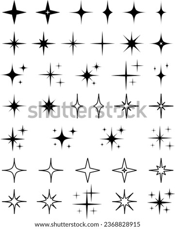 Retro Sparkle Stars Mid century Modern Twinkle Star Clip Art Bundle Star Icons Celestial Vector Atomic Starburst MCM Shapes Set Atomic Age Space Age Y2K 1950s 1960s Vintage Scrapbooking