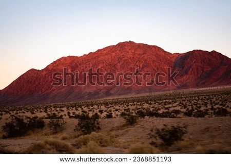 Reddened hills at sunset in California