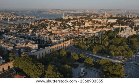 
Valens Aqueduct (Bozdoğan Aqueduct) aerial view and view of Istanbul Royalty-Free Stock Photo #2368933355