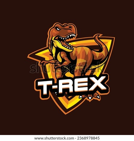 Vector illustration of trex mascot logo template for sport team and gaming team