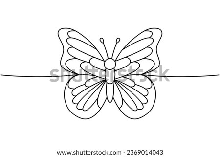 Butterfly one line continuous drawing. Old school tattoo continuous one line illustration. Vector minimalist linear illustration.