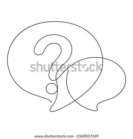 continuous line drawing of question mark with chat bubble minimalism style thin line illustration Royalty-Free Stock Photo #2369037249