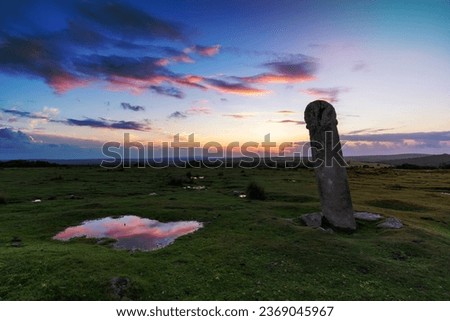 Long Tom or The Longstone - an ancient granite cross near the Minions on Bodmin Moor in Cornwall