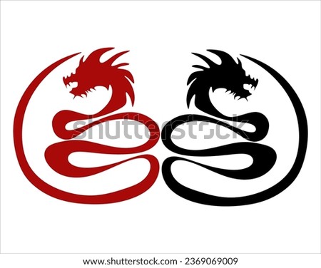 Chinese New Year 2024, Year of the Dragon, line art, dragon tattoo, logo