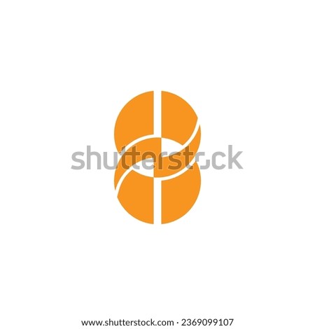 circles number 8 letter n thunder energy shape logo vector 