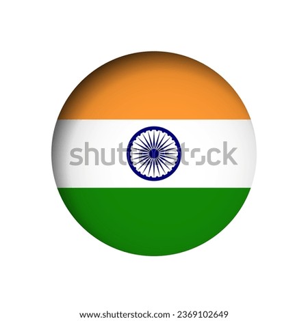 India flag - behind the cut circle paper hole with inner shadow.