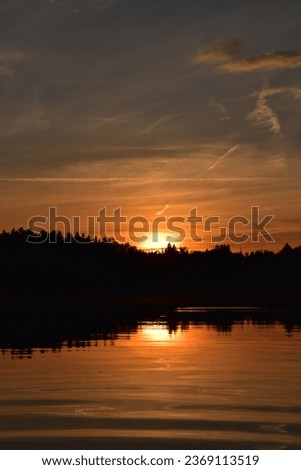 Sunset on the lake in Czech Republic
