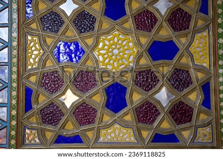 Geometric art seen on glass channel in beautiful colors