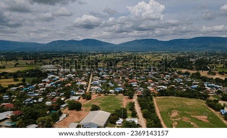 High angle view of rice fields.High angle mountain picture.High angle view of the village