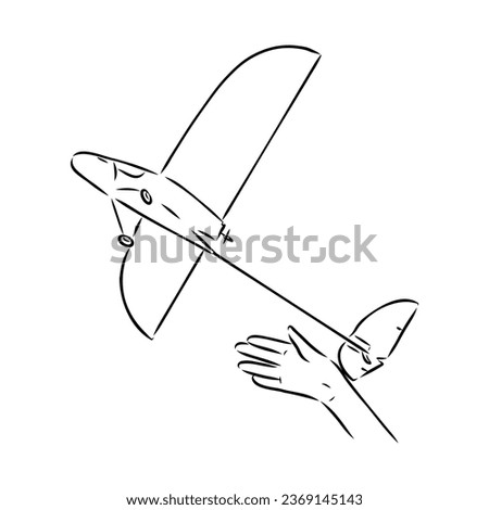 plane drawing on white background, airplane model sports, vector sketch