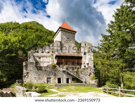 Castle ruins Kamen, near Begunje, Radovljica, Slovenia Royalty-Free Stock Photo #2369150973