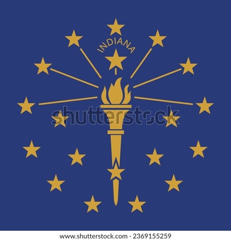 The flag of Indiana. Standard color. A square flag. Icon design. Computer illustration. Digital illustration. Vector illustration.