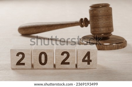 2024 law. Changes in legislation in New Year 2024, new laws, rules, decrees, taxes, precedents, court decisions. Concept of changes in laws in year 2024 Royalty-Free Stock Photo #2369193499