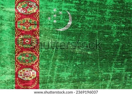 Turkmenistan flag painted on wood