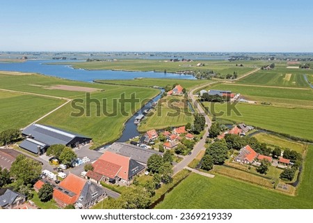 Aerial from the countryside in Friesland the Netherlands