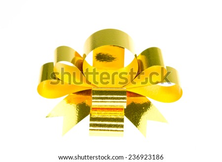 Gold Christmas bow isolated on white clipping path included 